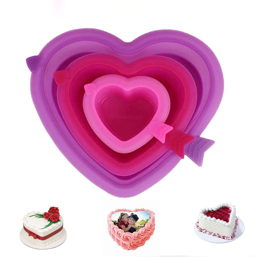 Rhoxshy Heart Shaped Cake Pans 3pcs, Silicone Molds Heart Baking Pans, —  CHIMIYA