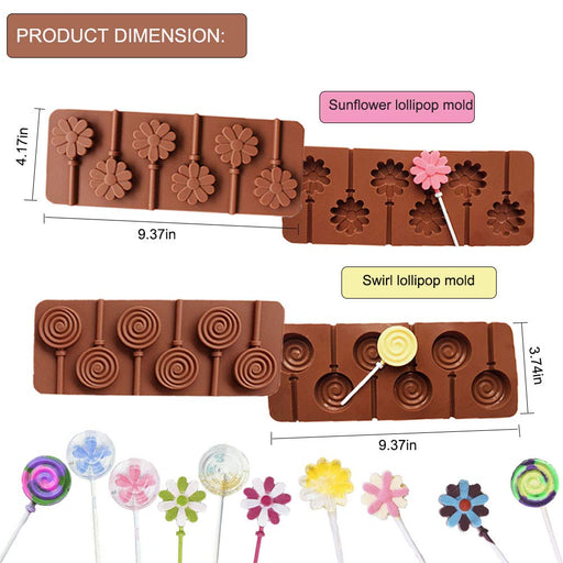 2x 12-Capacity Round Chocolate Hard Candy Silicone Lollipop Molds with – US  BigTeddy