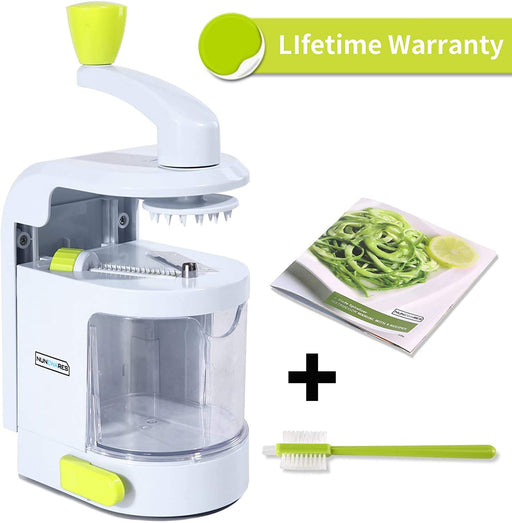 #1 Zoodle Magic Veggie Spiralizer + Bonus Pack - eBook + Cleaning Bush + Citrus Peeler - Noodle Spiral Cutter Raw Slicer - Make Raw Low Carb