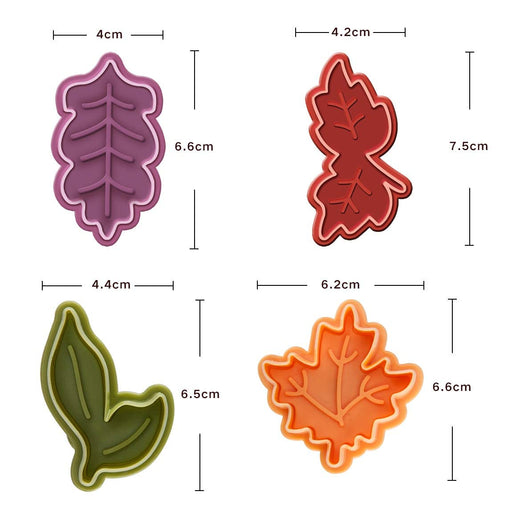 4Pcs Leaf Plunger Cutter Maple Leaf Cookie Cutter Baking Pie Crust Cutters  for T