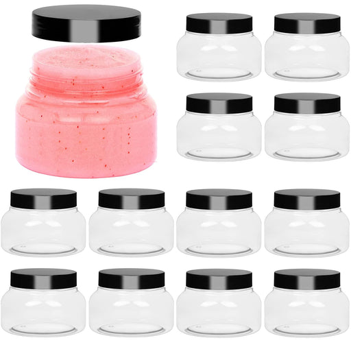  Jaisie.W 4oz Plastic Containers with Lids 48Pack, Clear 4 oz  Plastic Jars with Lids&Labels- Refillable Cosmetic Small Containers with  Black Screw Lid/Slime Containers (4 fl.oz, 48Pack) : Home & Kitchen
