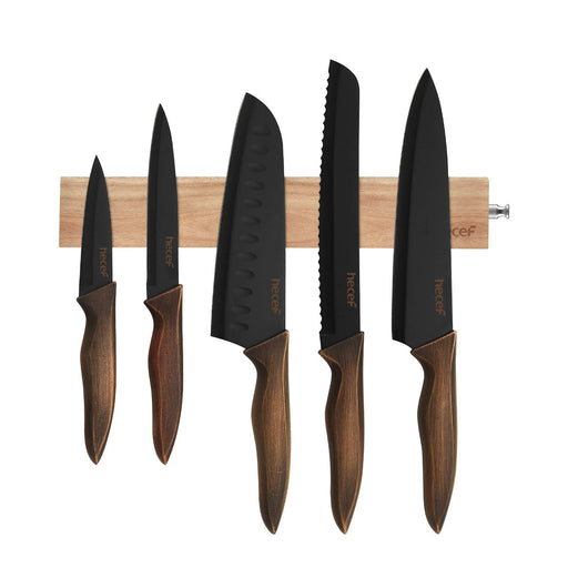  hecef 5 PCS Non-stick Coated Kitchen Knife Set with PP Handle  and Protective Sheath, Exclusive Black Chef knife set, Scratch Resistance &  Rust Proof (Lightning pattern): Home & Kitchen