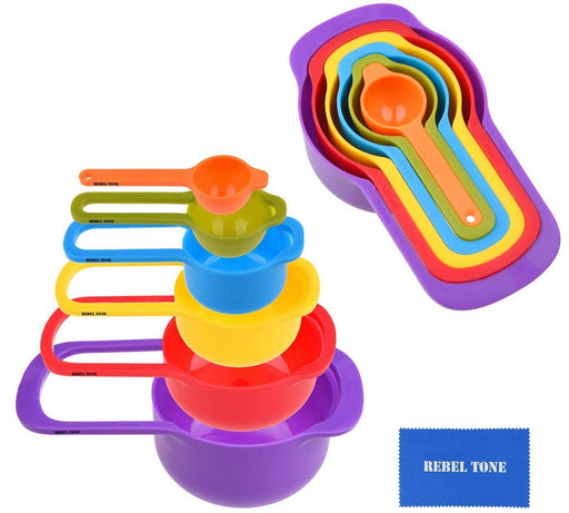 Plastic Measuring Cups and Spoons Set 14 Piece. Includes 11 Colorful M —  CHIMIYA