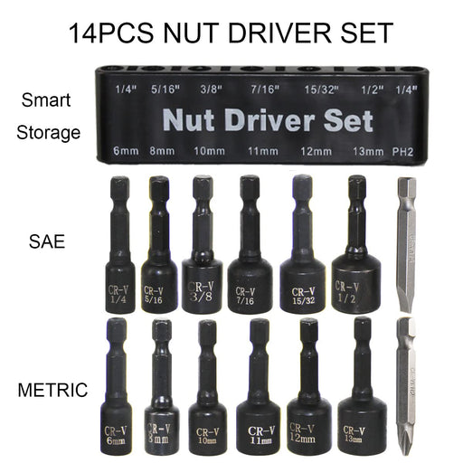 40pcs Power Nut Driver Set and Screwdriver Bit Set, GMOKYY 1/4 Hex Dr —  CHIMIYA
