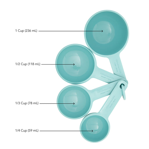 KitchenAid KE058OHAQA Classic Measuring Cups, Set of 4, Aqua Sky/Black —  CHIMIYA