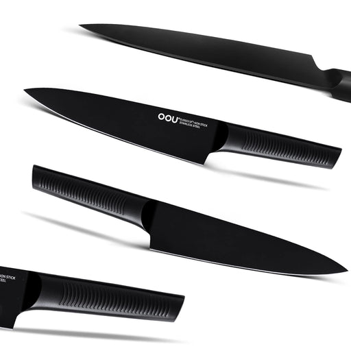 SiliSlick Stainless Steel Black Handle Knife Set - Titanium Coated