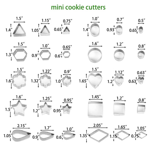 Mini Cookie Cutter Shapes Set - 30 Small Molds to Cut Out Pastry Dough —  CHIMIYA