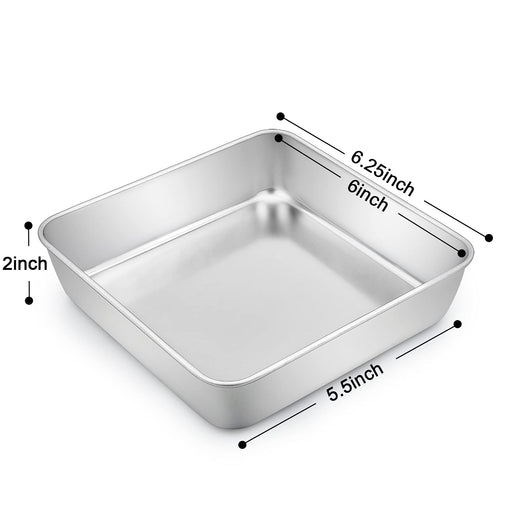 TeamFar 8 Inch Square Baking Pan, Square Cake Brownie Pan Stainless Steel  for Wedding Christmas Party, Healthy & Non Toxic, Durable & Brushed  Surface