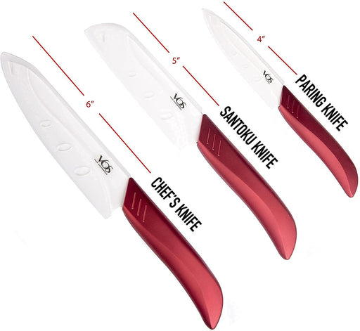 2-Piece INNOVATIONwhite™ White/White Ceramic Knife Set 5.5 Santoku, 3  Paring with (2) Knife Guards