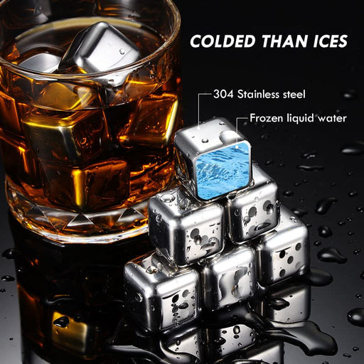 Winter Promotion,whiskey Bullet Stones, Stainless Steel Whiskey Rocks,  Reusable Ice Cube Metal Ice, Whiskey Bullet Ice Cubes