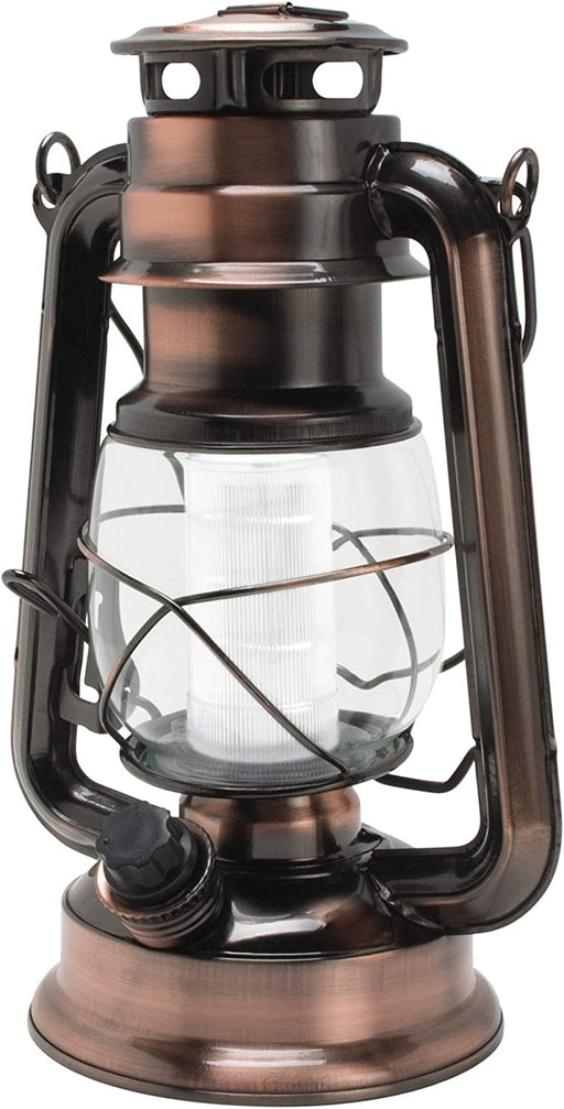 WishHome Vintage LED Hurricane Lantern, Warm White Battery Operated Lantern, Antique Metal Hanging Lantern with Dimmer Switch, 15 LEDs, 1