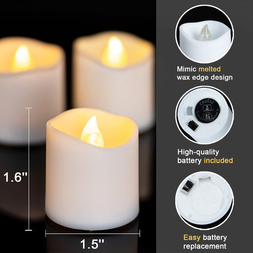 Homemory 12Pack Timer Flameless LED Votive Candles, Long Lasting Battery  Operated Tea Light with Timers, 6 Hours On and 18 Hours Off Cycle