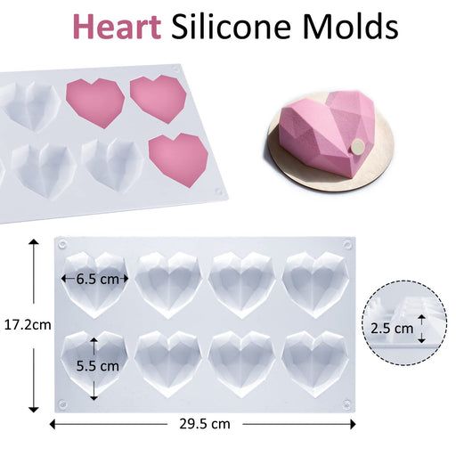 Fimary 3 Sizes Heart Silicone Molds for Chocolate Bombs, Diamond Heart  Shaped Cake Mold, Heart Candy Molds Silicone Mini (Large Medium Small Set)