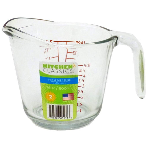  Kitchen Classics 195-91661LIB 32 Oz. Measuring Cup; Holds 32  Ounces/1 Liter; Clear Glass; Red Print; Oven, Freezer, Dishwasher and  Microwave Safe; Handle and Spout for Easy Pouring: Pyrex Measuring Cups  Glass