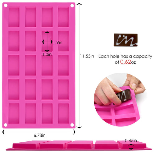 Sidosir 3Pcs Granola Bar Mold Silicone Mold, 8-Cavity Rectangle