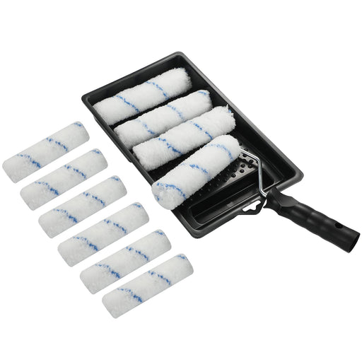 PinStone 12PC Small Paint Roller Tray Set, 4 inch Paint Roller with 10  Microfiber Covers, Paint Tray and Lid for Paint Preservation, Scr