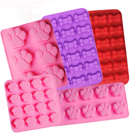 Silicone Molds Puppy Dog Paw and Bone Molds (6 PCS) for Baking