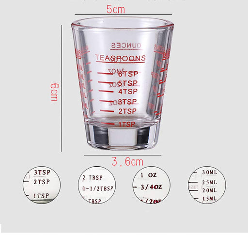 BCnmviku 2PCS Measuring Cup Shot Glass 4 Ounce/120ML Liquid Heavy High Espresso  Glass Cup