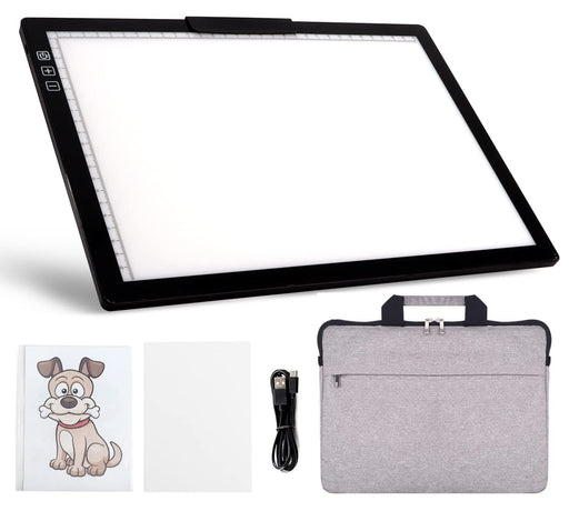 VKTEKLAB Rechargeable A4 LED Light Pad with Padded Case, 3500lux, 5Levels Brightness, Physical Button, Type-C Cable, Wireless