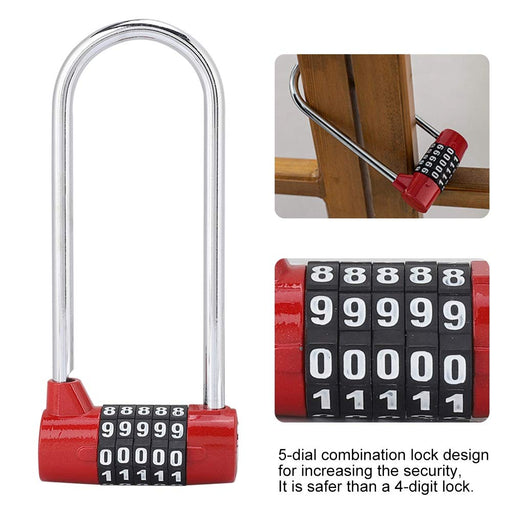 WANLIAN Large Lengthened Beam Locker Cabinet Door Handles Combination Lock Padlock Combination Lock, Gym Lock, 5 Digit Combination Padlock, Safety