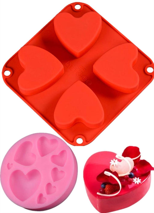 Genericaa 2 Pack Silicone Cake Mold Reusable Small Heart Cake Pan