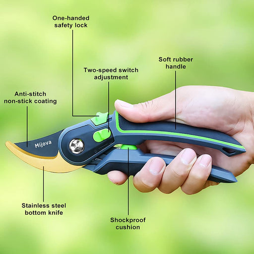 Garden Shears 8.7inch Hand Pruner with Safety Lock SK5 High Carbon Steel  Blades