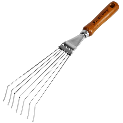  Garden Rake with Ergonomic Wooden Handle for Firm Grip,  Military Grade Steel Gardeners Tine Cultivator Wood Japanese Ninja Claw  Rake for Perfect Pulverized and Aerated Soil, Gardening Weeding : Patio