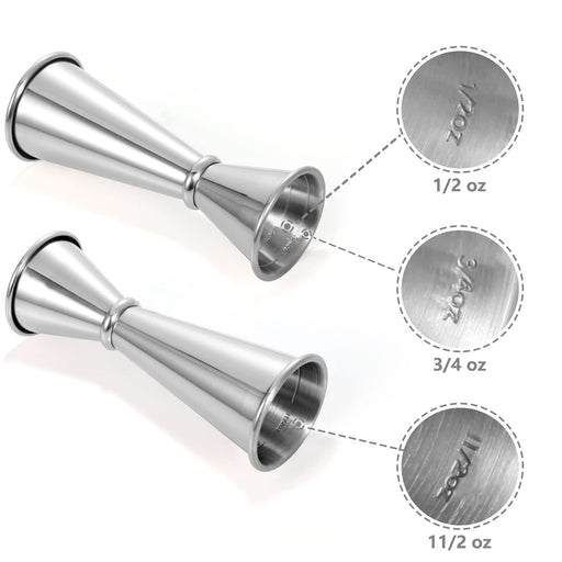 Double Jigger 0.5 & 1 oz 304 Stainless Steel with Recipe 15ml & 30ml M —  CHIMIYA