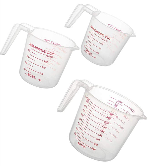 Amazing Abby - Melissa - Unbreakable Plastic Measuring Cups (3-Piece Set), Food-grade Measuring Jugs, 1/2/4-Cup Capacity, Stackable and