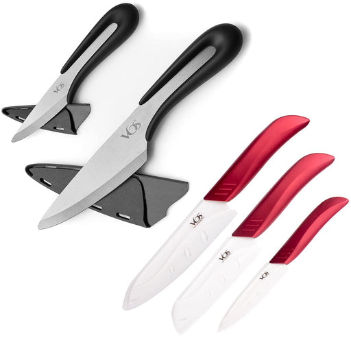 Vos Ceramic Knife Set with Covers 2 Pcs - 5 Santoku Knife, 3 Paring Knife  and 2 Black Covers - Advanced Kitchen Knives for Cutting, Chopping,  Slicing, Dicing with Ergonomic Unique Handles - Yahoo Shopping