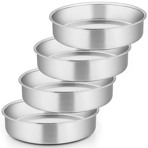 Vesteel Stainless Steel Cake Pan Set of 3 (4/6/8 inch), Small Medium Round Layer Cake Baking Pans for Tier Smash Cake, Size: Dimension: Large - Inner