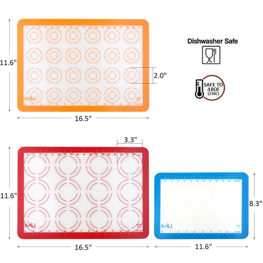 Silicone Baking Mat Macaron - Set of 3 (2 Half Sheet Liners and 1 Quar —  CHIMIYA