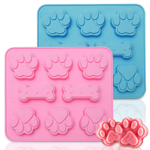 Shxmlf Dog Treat Molds, Silicone puppy Paw and Bone Mold,Stainless Steel  Dog Bone Cookie Cutters, with 100 Pcs Dog treat bags, Ice Cube Jelly