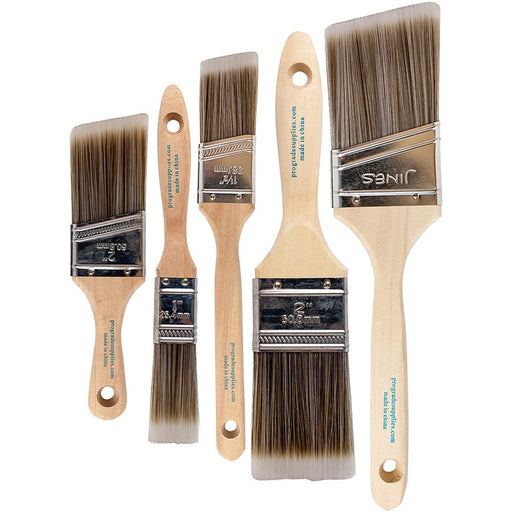 12 Piece 1 inch Angle Sash Paint Brushes Medium STIFF. Great for Professional Painters and homeowners. Wall Paint Brushes for Decks,Fences,Trim