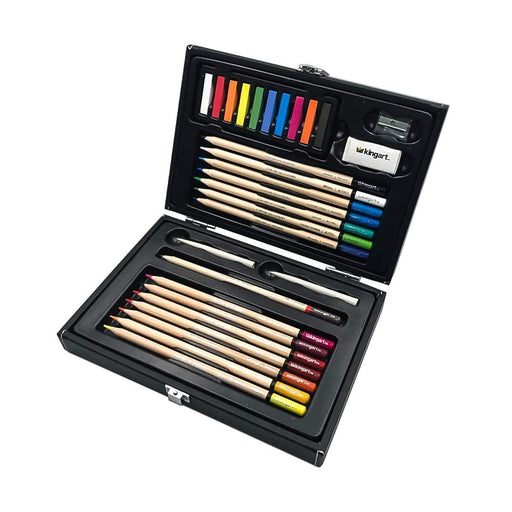 Colour Block Watercolor Pencil Travel Art Set I 34pc Professional Drawing Kit, 50sheets Drawing Pad, Paint Brushes I Vibrant Pigments for Coloring, Bl