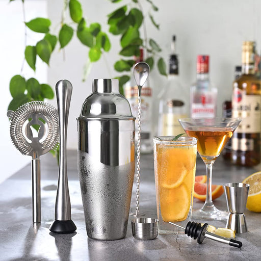 Godinger Cocktail Shaker Set and Martini Glasses Bar Set, Stainless Ma —  CHIMIYA