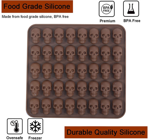 Herrnalise Gummy Skull Candy Molds Silicone,40 Cavity Non-Stick Skull  Silicone Molds for Chocolate,Candy,Jelly,Ice Cube,Dog Treats etc.