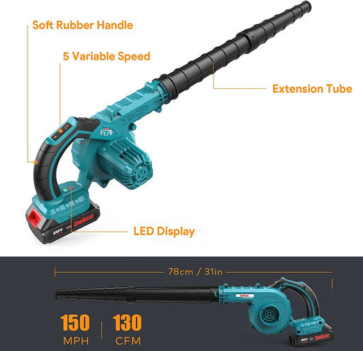 Abeden Cordless Leaf Blower,2-in-1 Electric Handheld Sweeper/Vacuum with  18V 2.0Ah Lithium Battery for Blowing Leaf,Cleaning Dust,Small