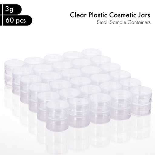 60pcs 3 Gram / 3ML Empty Sample Containers with Lids, Plastic