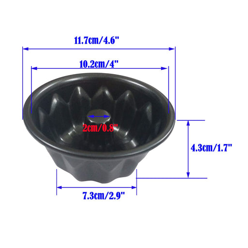 Webake 4 inch nonstick bunting pan cabon steel baking mini bundt cake  pan,pack of 4