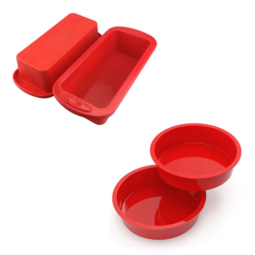 Silicone Bread and Loaf Pans - Set of 2 - SILIVO Non-Stick Silicone Baking Mold for Homemade Cakes, Breads, Meatloaf and Quiche - 8.9x3.7x2.5