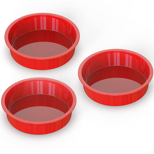 Staruby Silicone Cake Mold Baking Pan Round 4 Inch Non-Stick Bakeware Pan  Reusable Cake Pan, Red, Set of 6