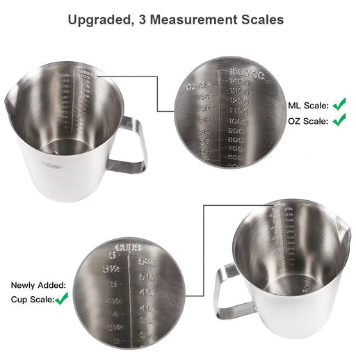 Cup, [Upgraded, 3 Measurement Scales, Including Cup Scale, ml Scale, Ounce scale], Newness Stainless Steel Measuring Cup with Marking with Handle