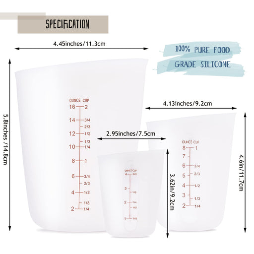 Silicone Flexible Measuring Cups Set For Epoxy Resin, Butter, Chocolate &  More - 2 Cup Melt Stir Squeeze & Pour - Dishwasher Safe - Standard & Metric