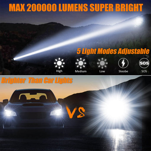 YIDUOZHH Rechargeable Flashlights High Lumens,90000 Lumen Brightest  Powerful Led Flashlight, Super Bright Flash Lights Battery Powered Handheld