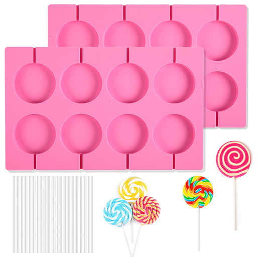 Webake Silicone Sphere Lollipop Hard Candy Chocolate Molds with 100 Pa