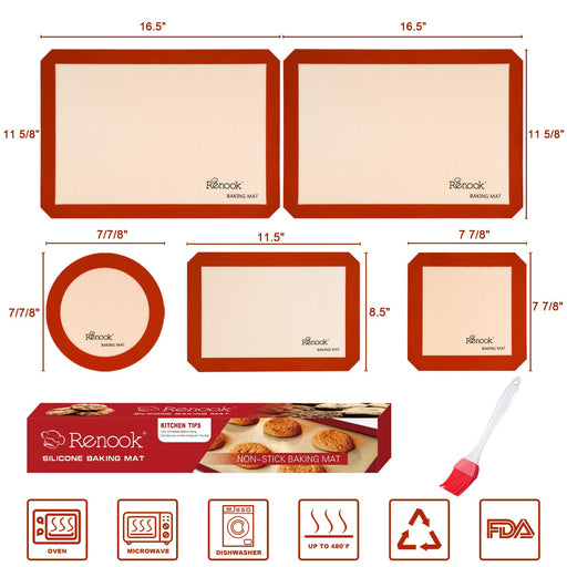 RENOOK Silicone Baking Mats-Set of 4 Nonstick Half Sheets (16.5'' x 11 —  CHIMIYA
