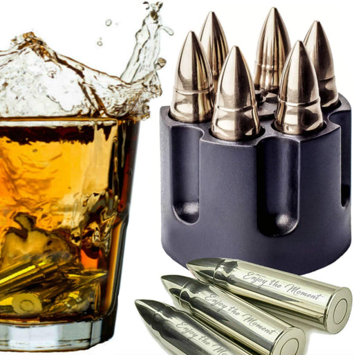 Whiskey Bullet Stones with Wooden Set Box, Stainless Steel Whisky Rock —  CHIMIYA