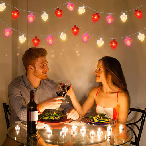 LEBERY Valentines Day Decorations String Lights - 14.5ft 40LED Heart Shape  Fairy String Lights, 8 Modes Battery Operated Romantic Heart Lights for