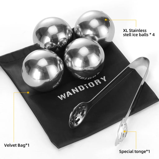 2 Pcs Large Round Whiskey Stones Reusable Spherical Stainless Steel Ic —  CHIMIYA